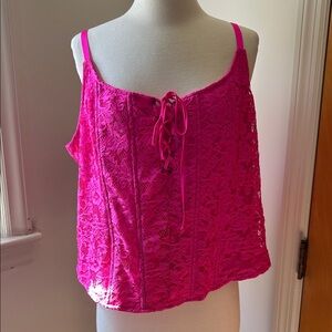 NWT Torrid Hot Pink Lace Corset crop top Camisole